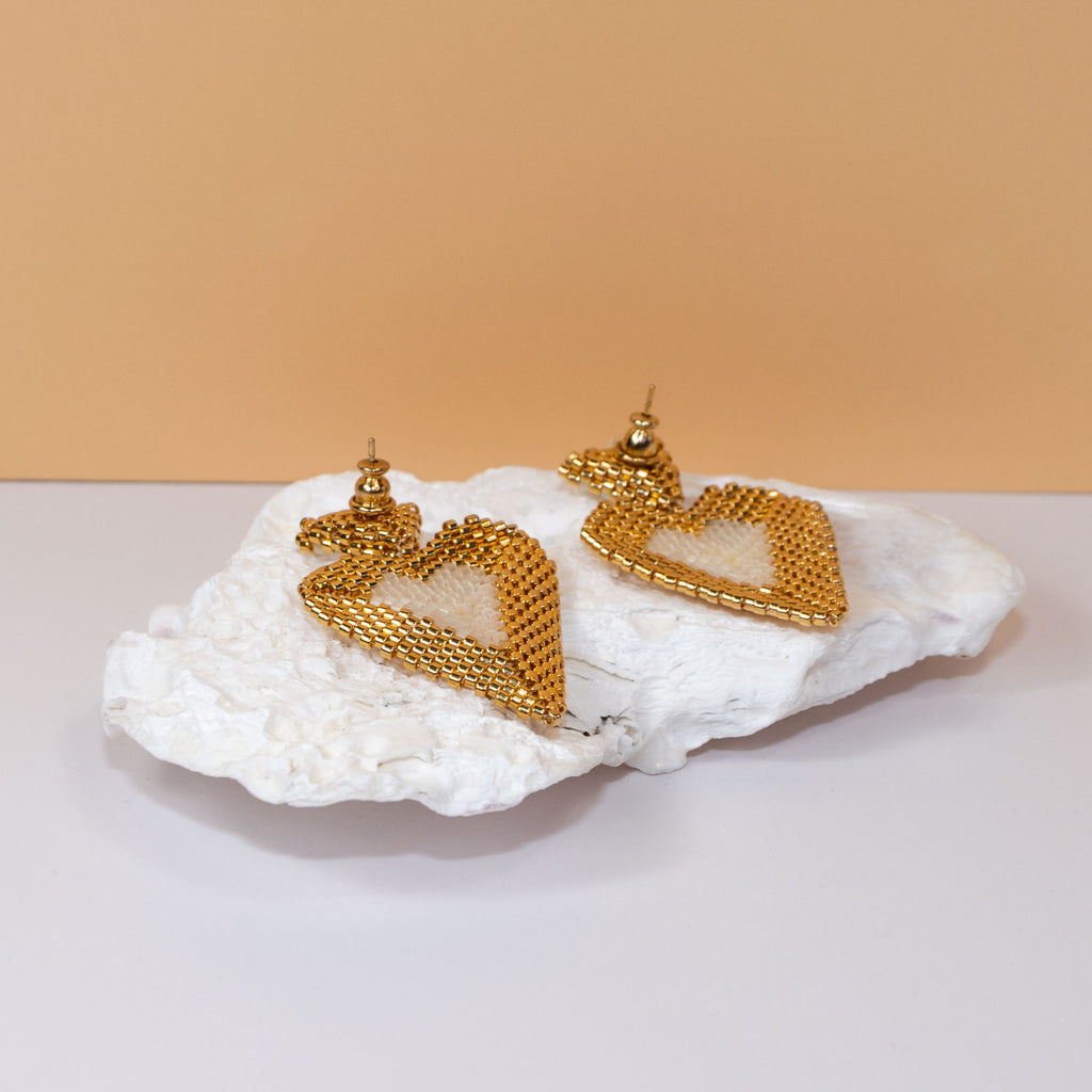 Heart of Gold - Gold Heart-Shaped Stud Earrings