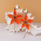 Tropical Flowers Earrings - Hand Beaded Glass Bead Jewelry