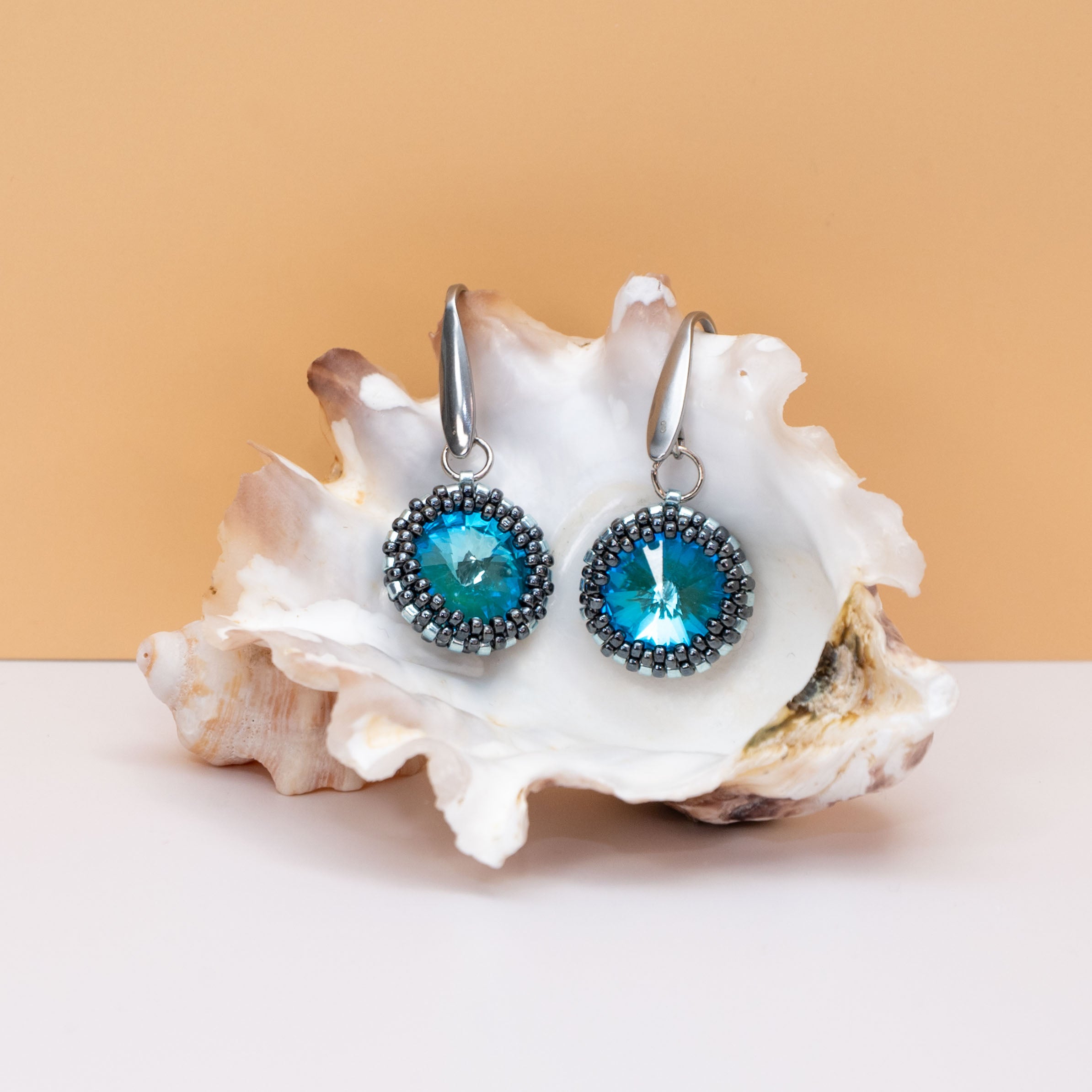 Blue Crystal Earrings - Handcrafted Glass Bead Jewelry | Lightweight Statement Earrings