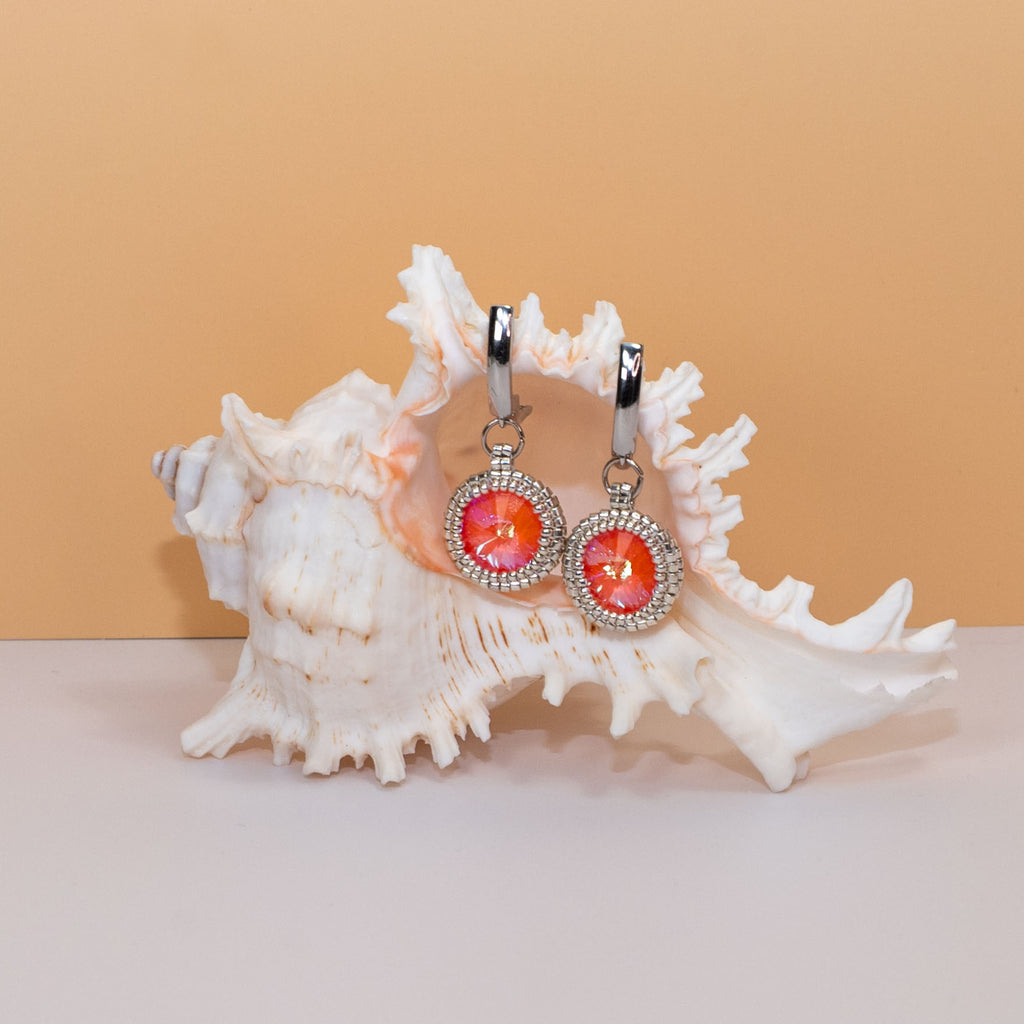 Neon Crystal Earrings - Beaded Earrings with Crystal Rivoli