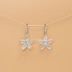 Glassflower Earrings - Sculptural Floral with Freshwater Pearl