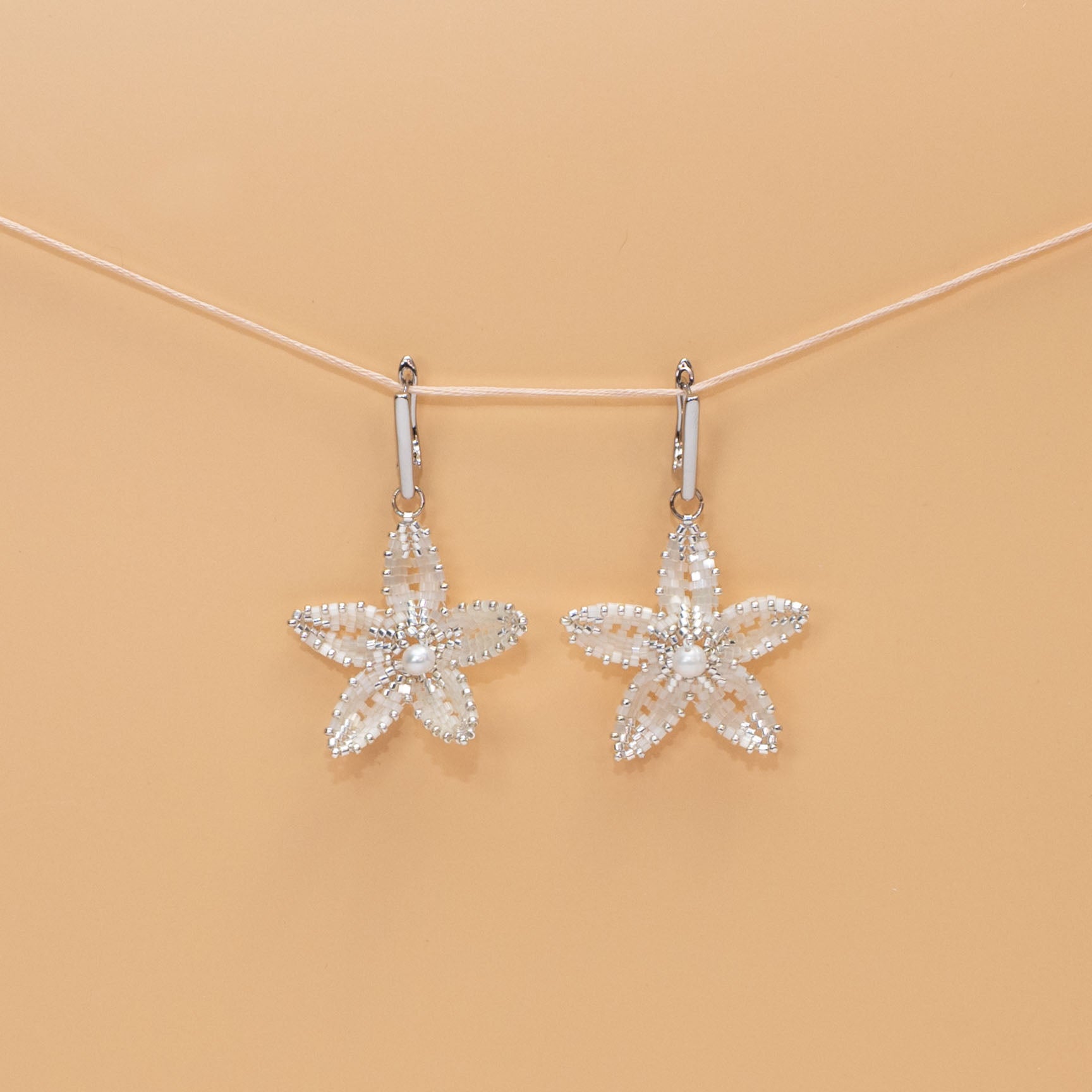 Glassflower Earrings - Sculptural Floral with Freshwater Pearl