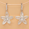 Glassflower Earrings - Sculptural Floral with Freshwater Pearl