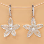 Glassflower Earrings - Sculptural Floral with Freshwater Pearl