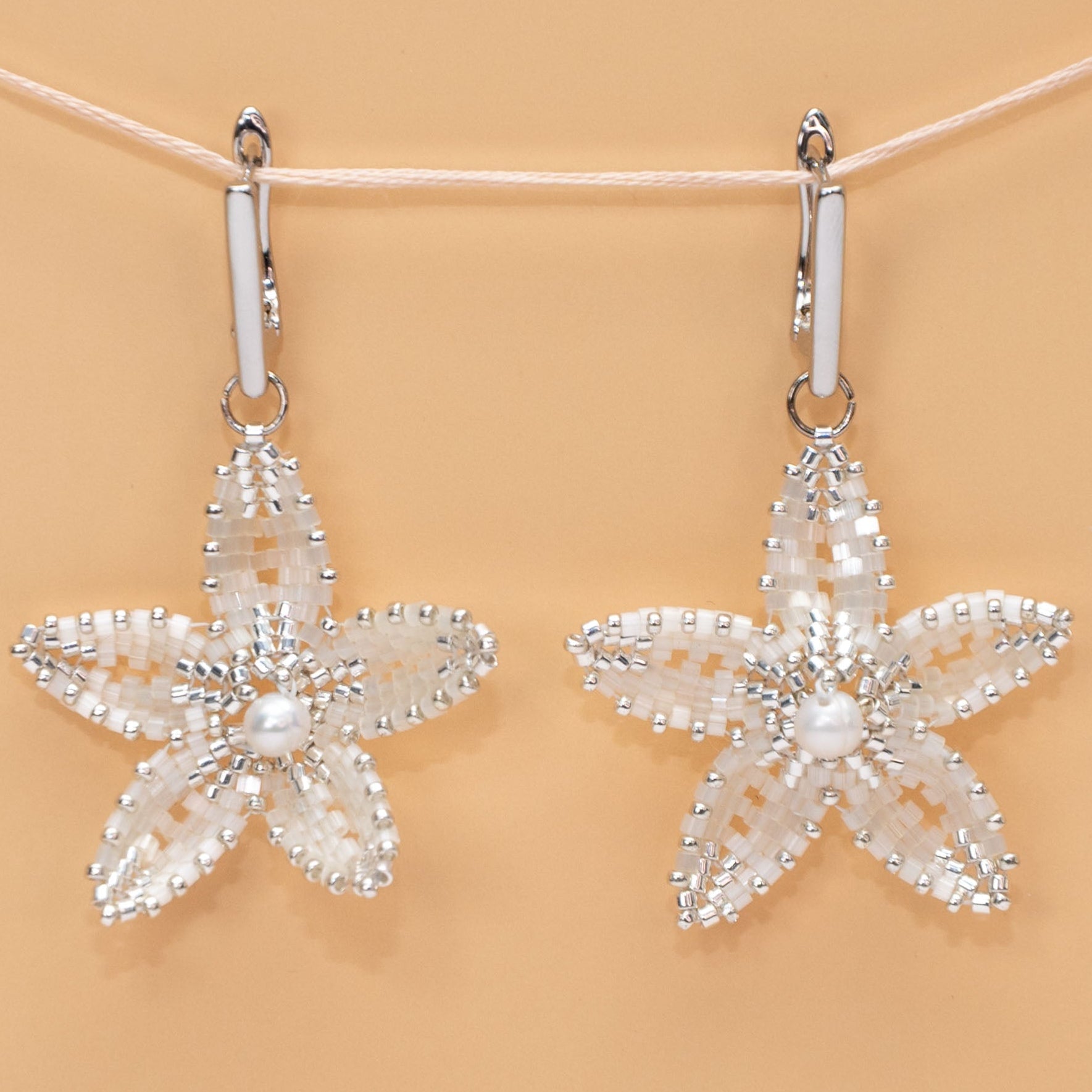 Glassflower Earrings - Sculptural Floral with Freshwater Pearl
